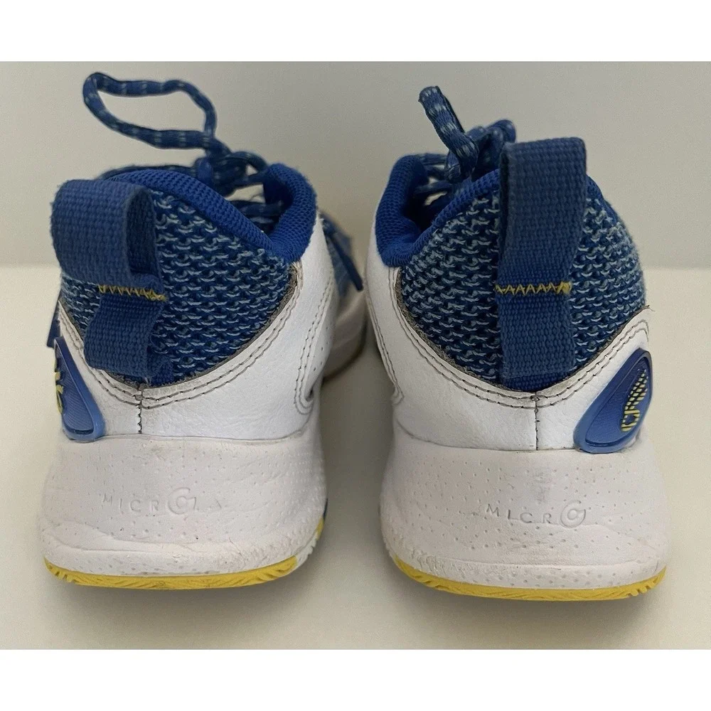 Under Armour Curry Kids Basketball Shoes Blue Yellow White 3027627-400 Size 3.5Y